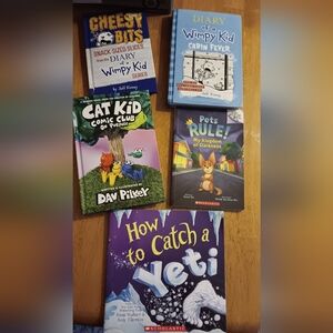 Scholastic Kids Book Collection - Catkid And Diary Of A Wimpy Kid Book Bundle